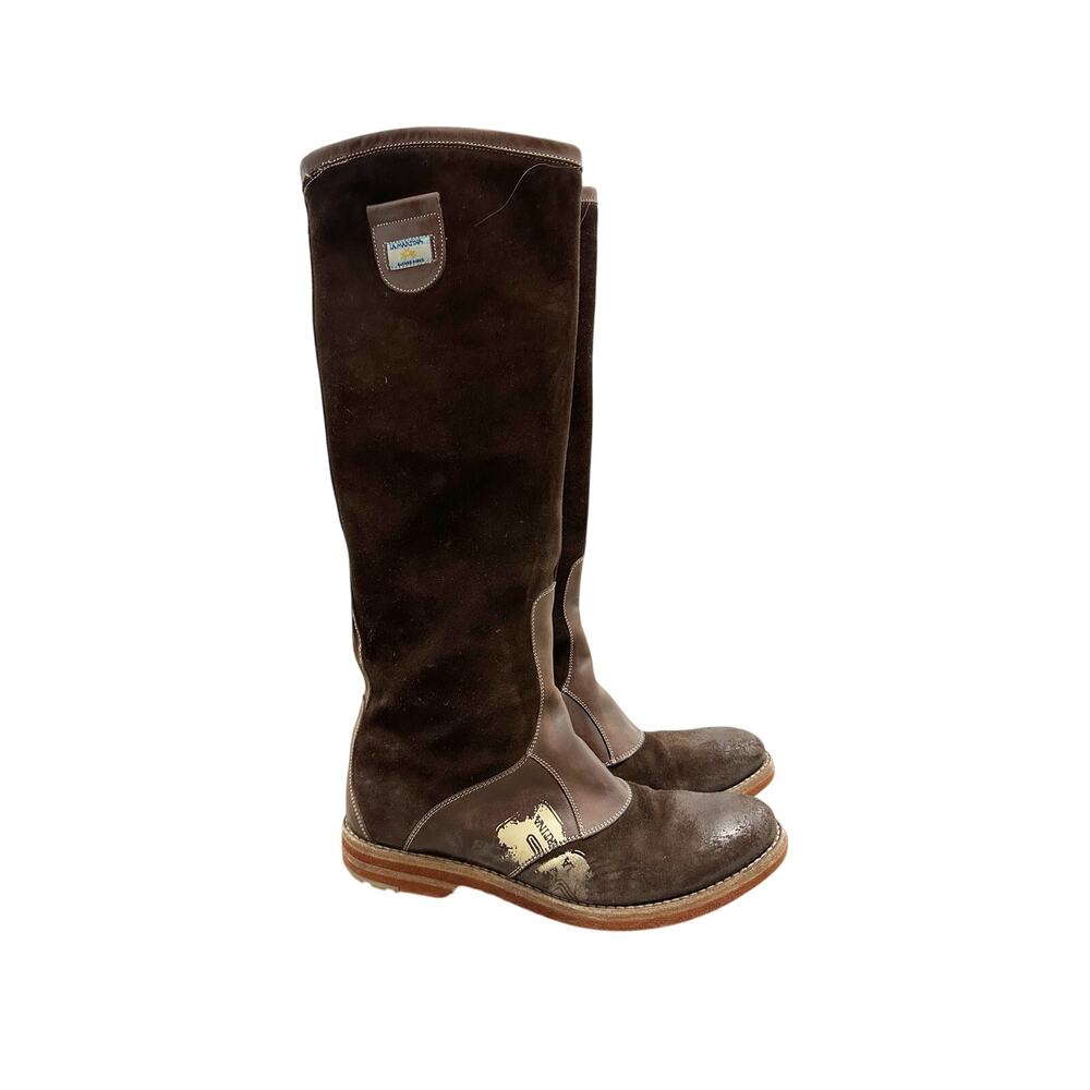 La Martina Tall Brown Leather Boots Women’s Sz 39 Made in Italy Knee High Riding